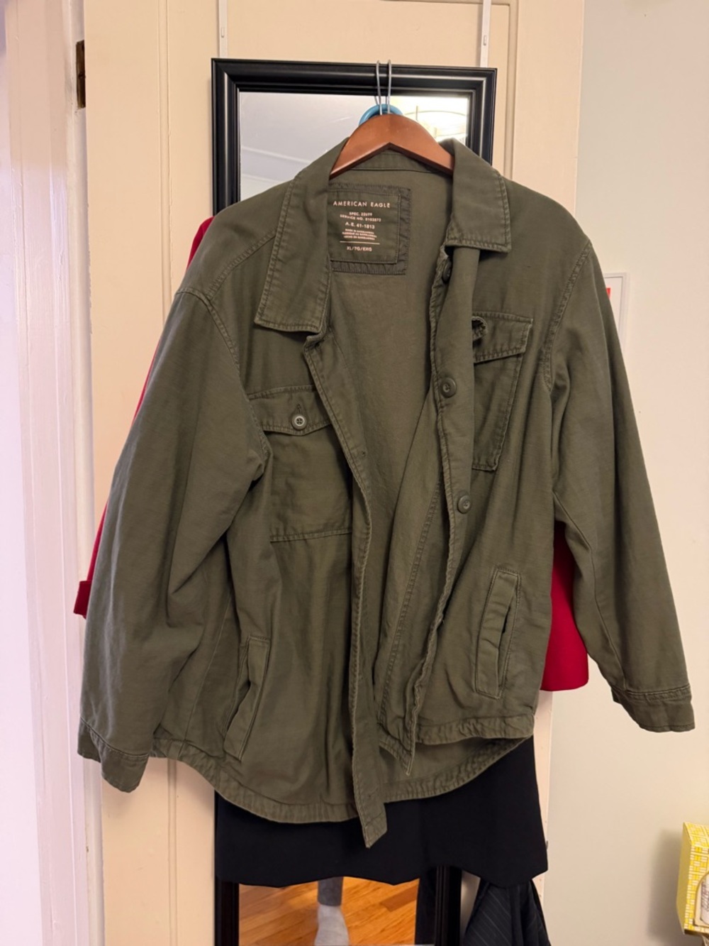 American Eagle Black Jacket with Label Detail